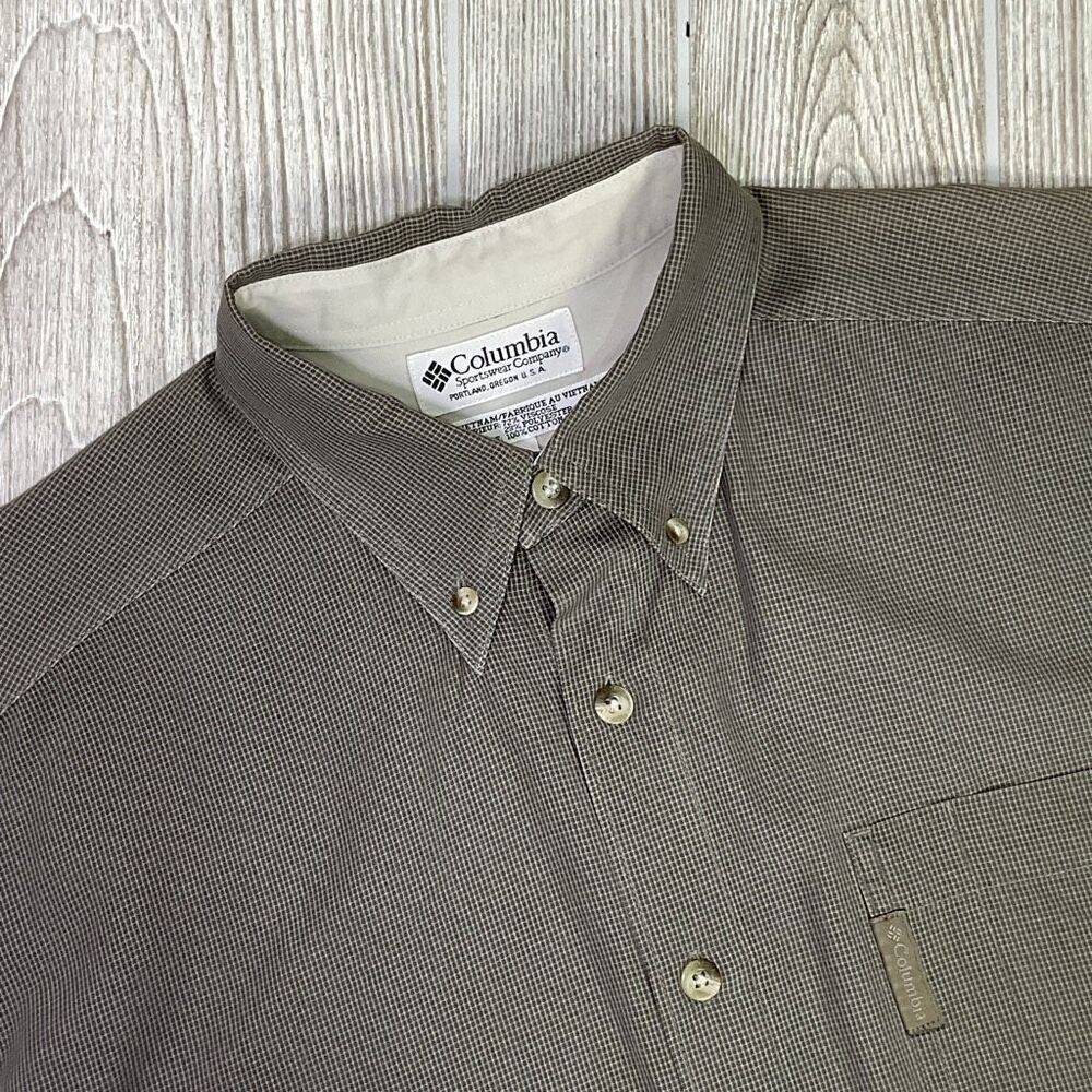 Vintage Y2K Columbia Performance Grey Button Down Shirt Long Sleeve Men's L